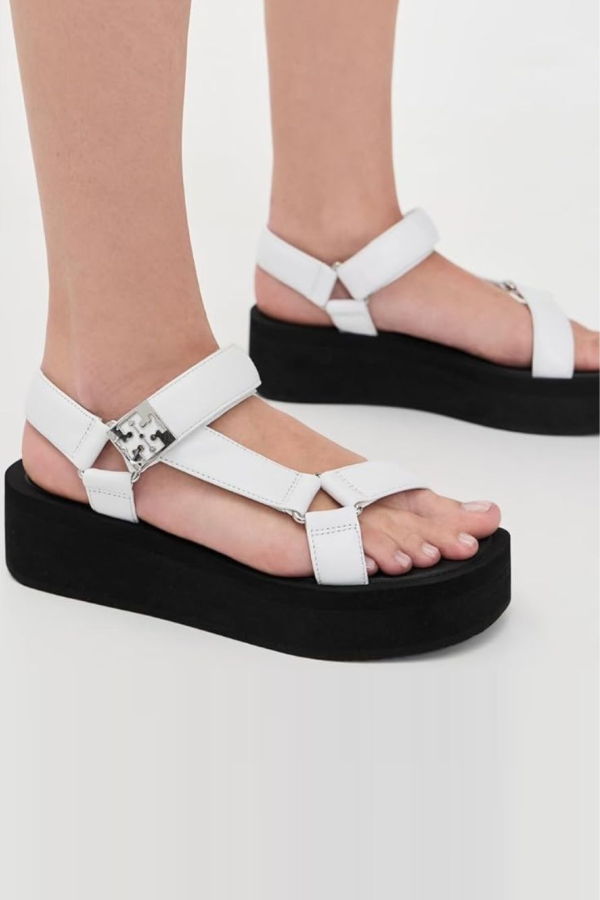 Tory Burch Mellow Platform Sandals - Optic White/Silver/Black