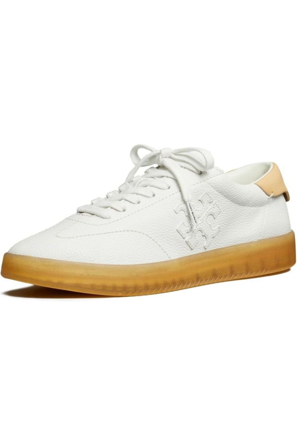 Tory Burch Phoenix Tumbled Leather Sneaker - Purity/Brushed Almond