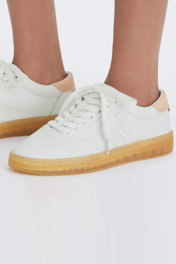 Tory Burch Phoenix Tumbled Leather Sneaker - Purity/Brushed Almond