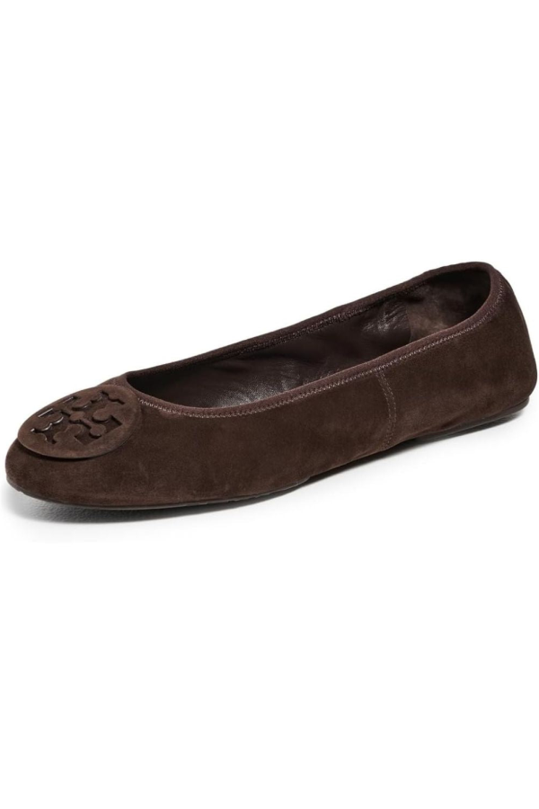 Tory Burch Reva Nappa Leather Ballet Flats - Walnut