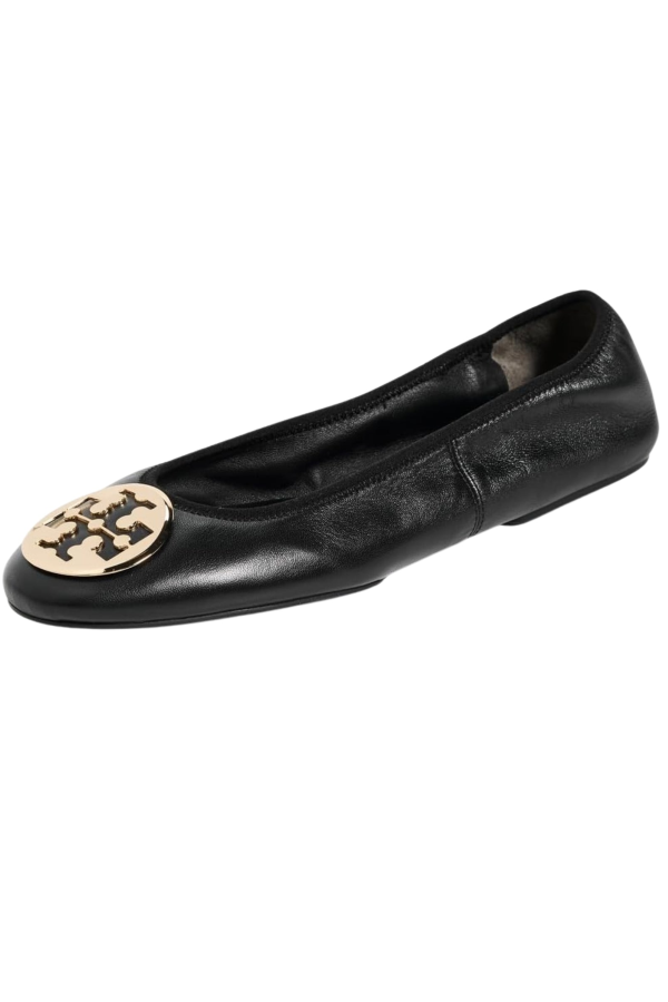 Tory Burch Reva Travel Ballet Flat - Perfect Black/Gold