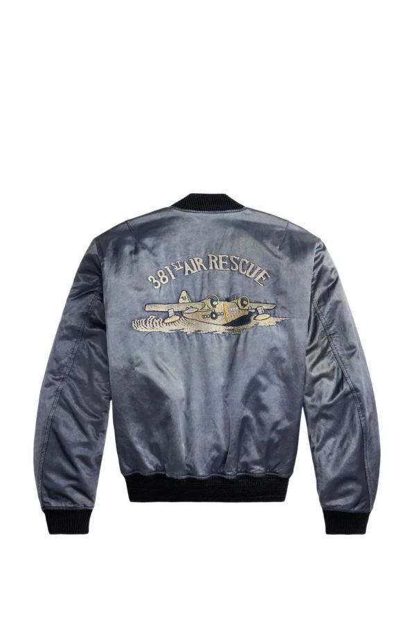 RRL Japanese Satin Tour Jacket - Vtg Blue