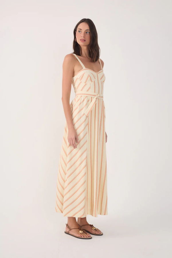 DRESS TO Striped Bustier Midi Dress