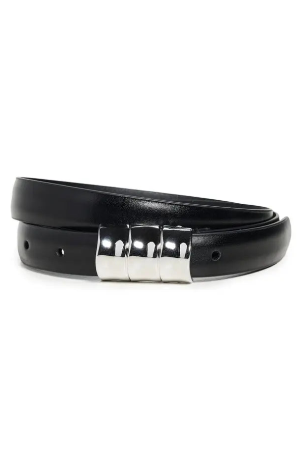 Anderson's Skinny French Calf Leather Belt - Black