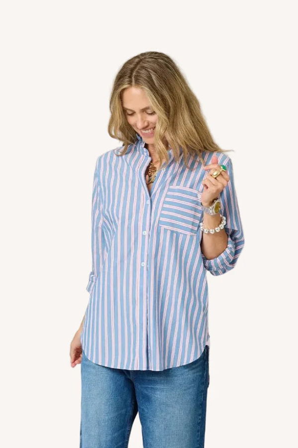 Kerri Rosenthal Mia Ruffle Stripe Shirt