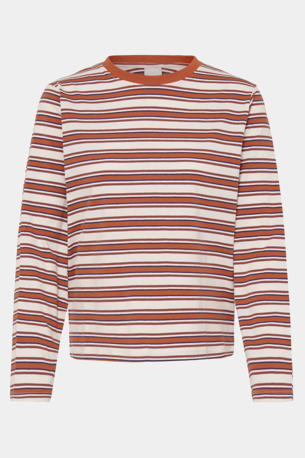 Ichi Mira Long Sleeve Striped Tee - Eclipse