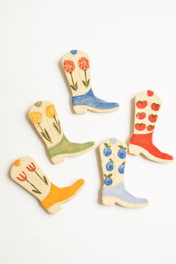 River + Fields Pottery Ceramic Cowboy Boot Magnet