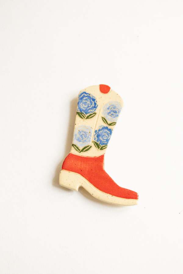 River + Fields Pottery Ceramic Cowboy Boot Magnet