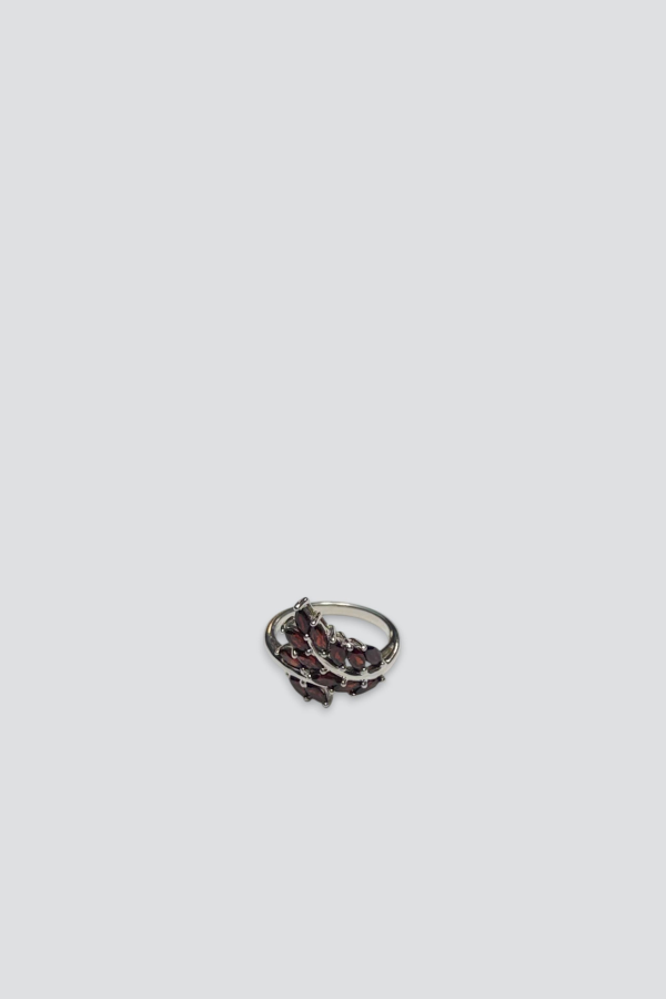 Vintage Garnet Cluster Ring - Sterling Silver