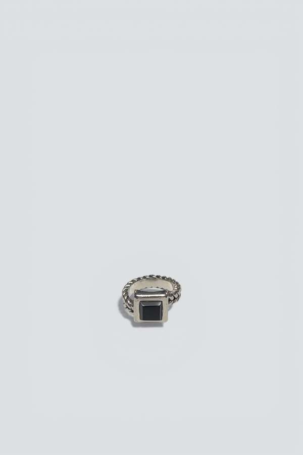 Vintage Onyx Square Ring - Sterling Silver