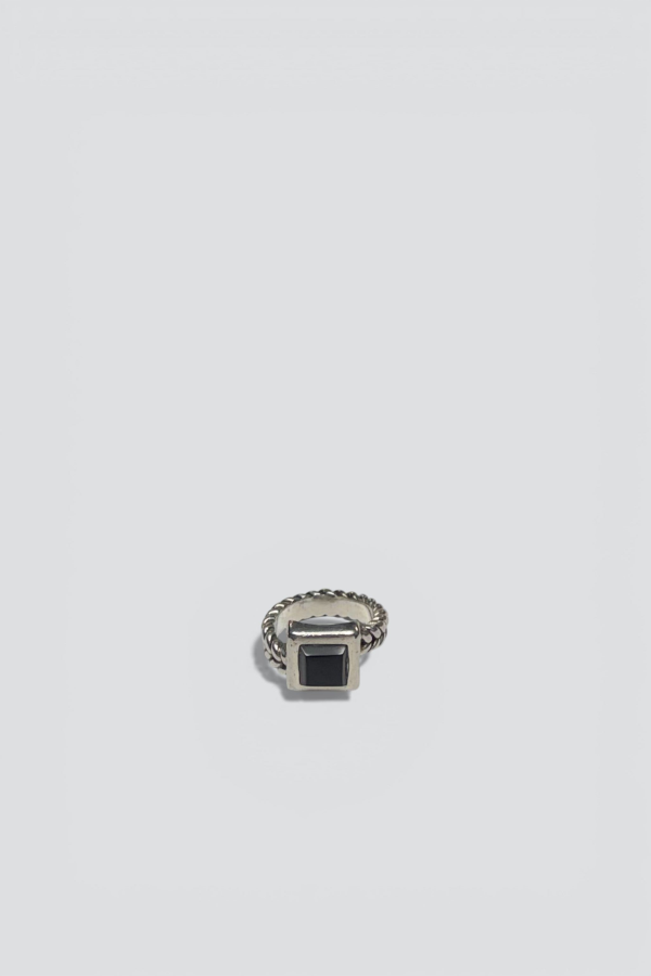 Vintage Onyx Square Ring - Sterling Silver