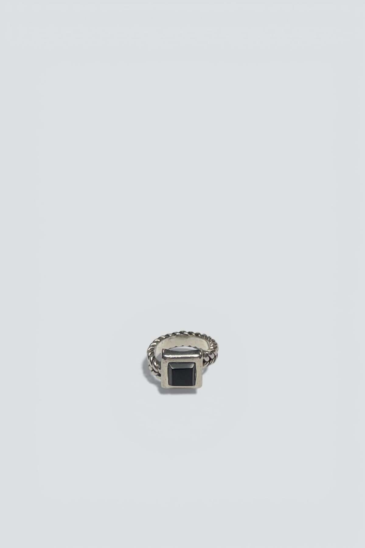 Vintage Onyx Square Ring - Sterling Silver - Image 1 of 3