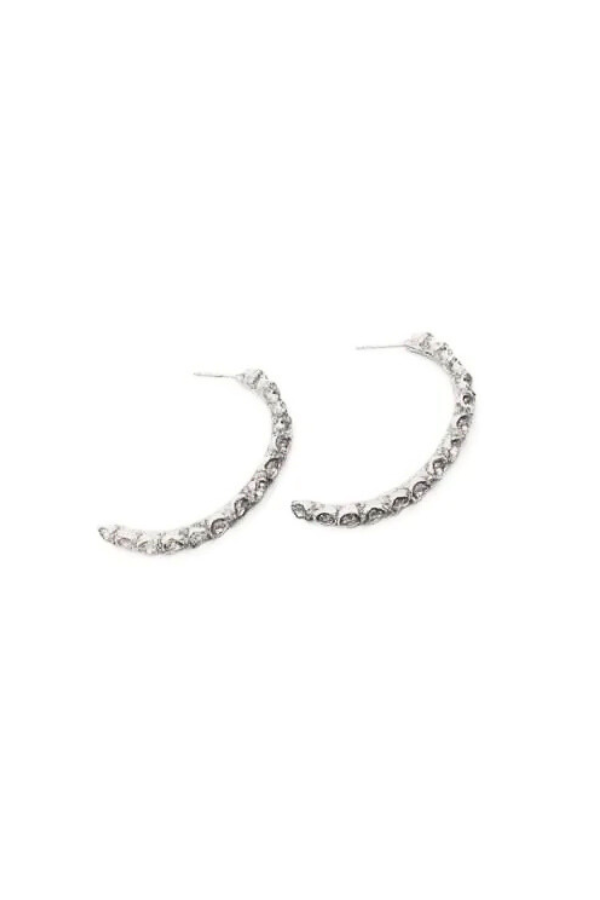 Sylvia Benson Poppy Row Hoop Earrings - Silver