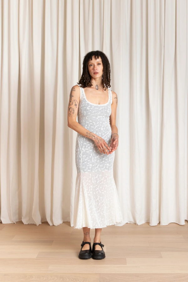 Ali Golden Tank Dress with Asymmetrical Hem