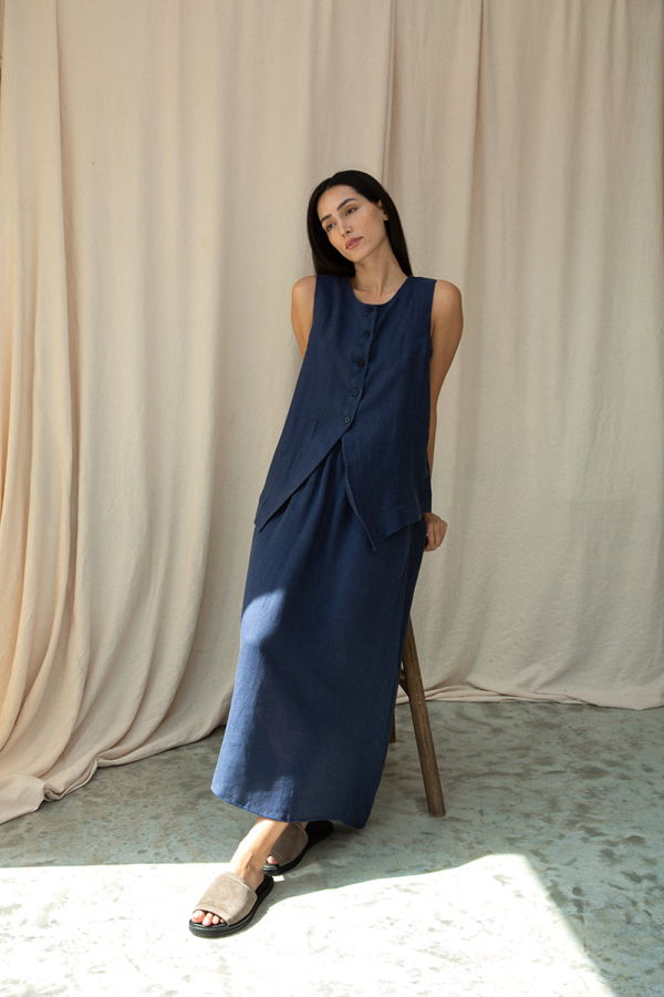 beaumont organic Olivia-May Linen Waistcoat