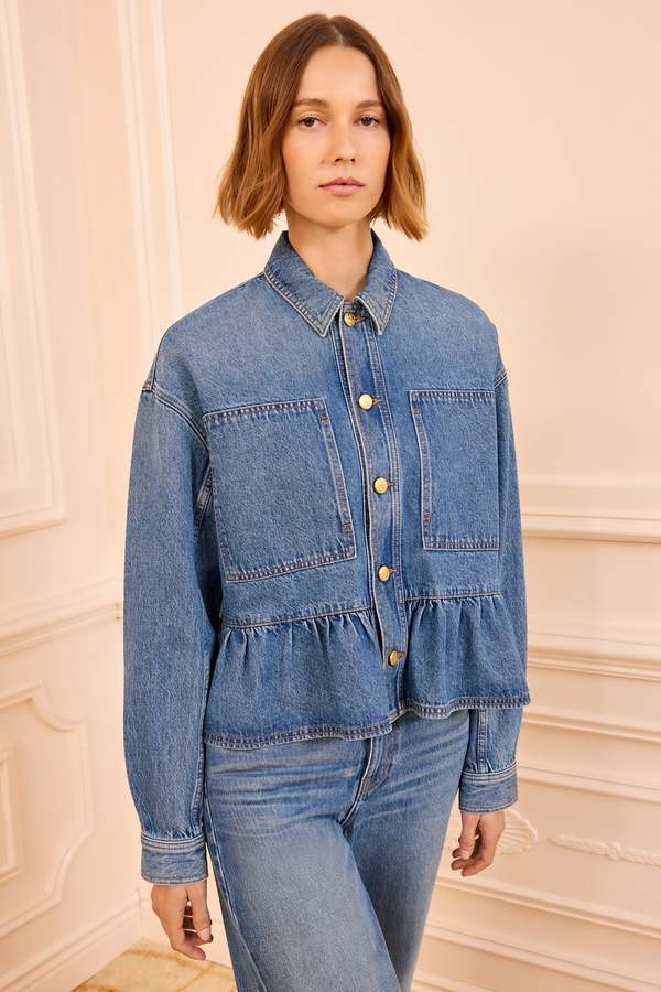 Ulla Johnson Arquette Denim Peplum Jacket