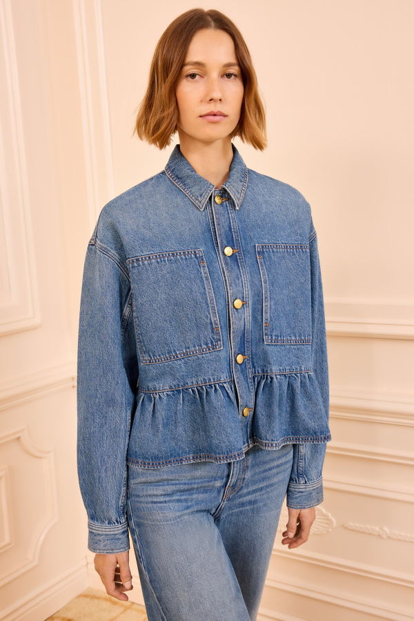 Ulla Johnson Arquette Denim Peplum Jacket