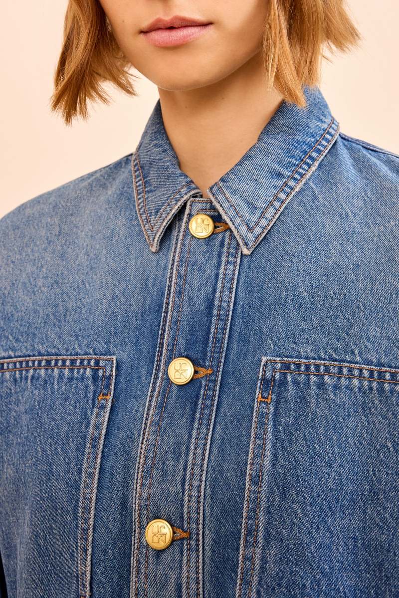 Ulla Johnson Arquette Denim Peplum Jacket