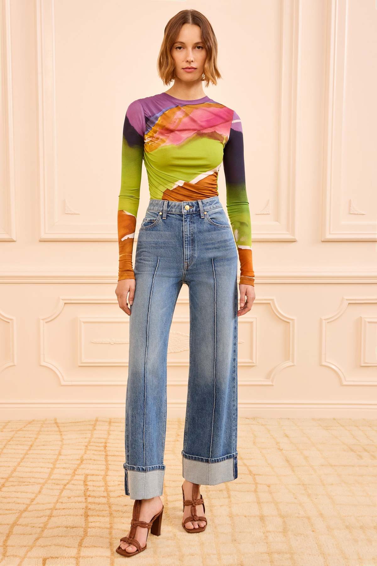 Ulla Johnson Genevieve Stretch Pintuck Jean - Image 1 of 6