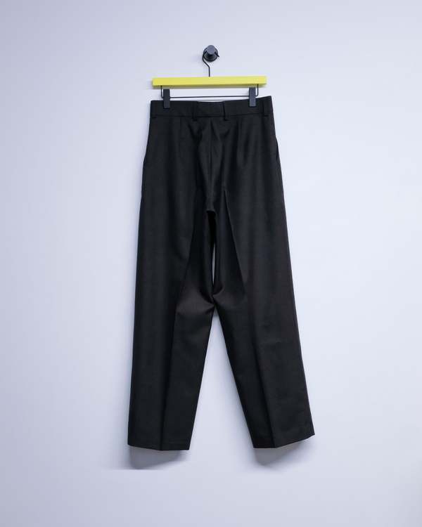 Cecile Tulkens Dark Brown Shark Skin Wool Wide Pleat Trousers