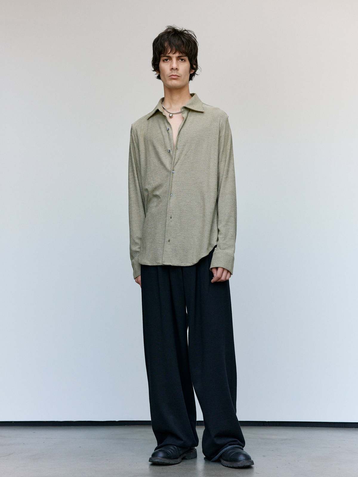 Cecile Tulkens Loopback Wool Cotton Wide Pleat Trouser - Image 2 of 8