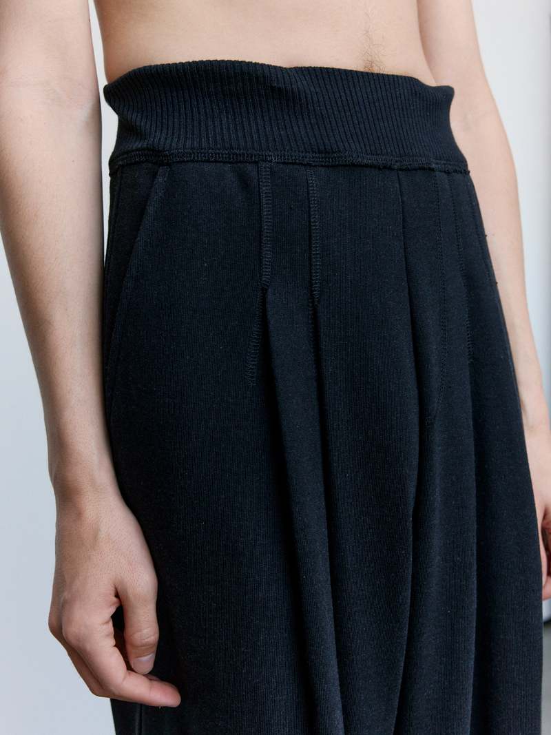 Cecile Tulkens Loopback Wool Cotton Wide Pleat Trouser