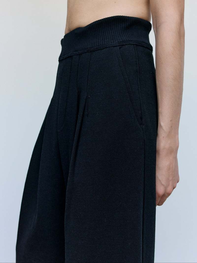 Cecile Tulkens Loopback Wool Cotton Wide Pleat Trouser