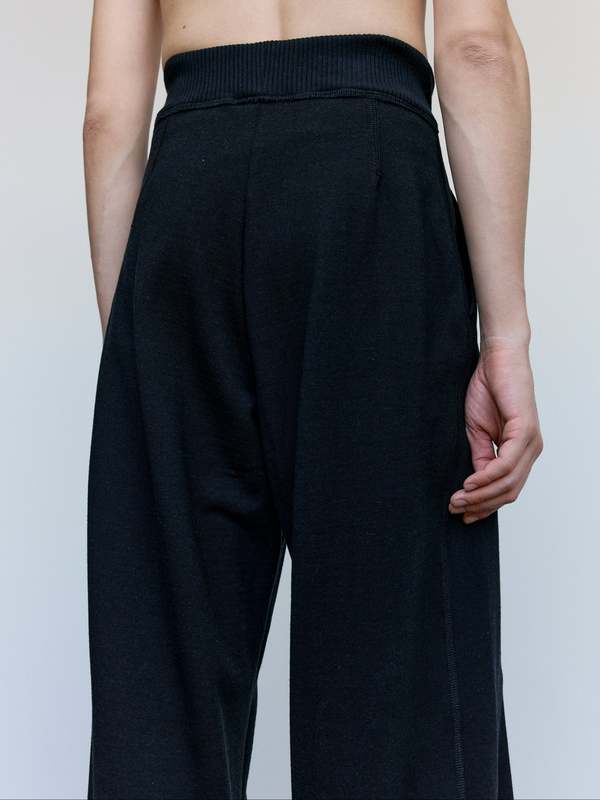 Cecile Tulkens Loopback Wool Cotton Wide Pleat Trouser