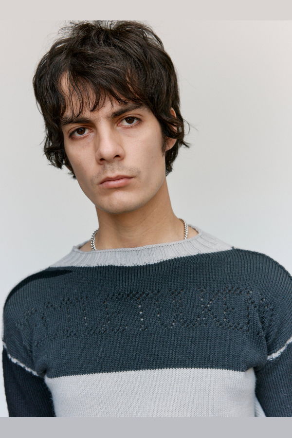 Cecile Tulkens Silver & Uniform Grey Wool Pointelle Gansey Roulette