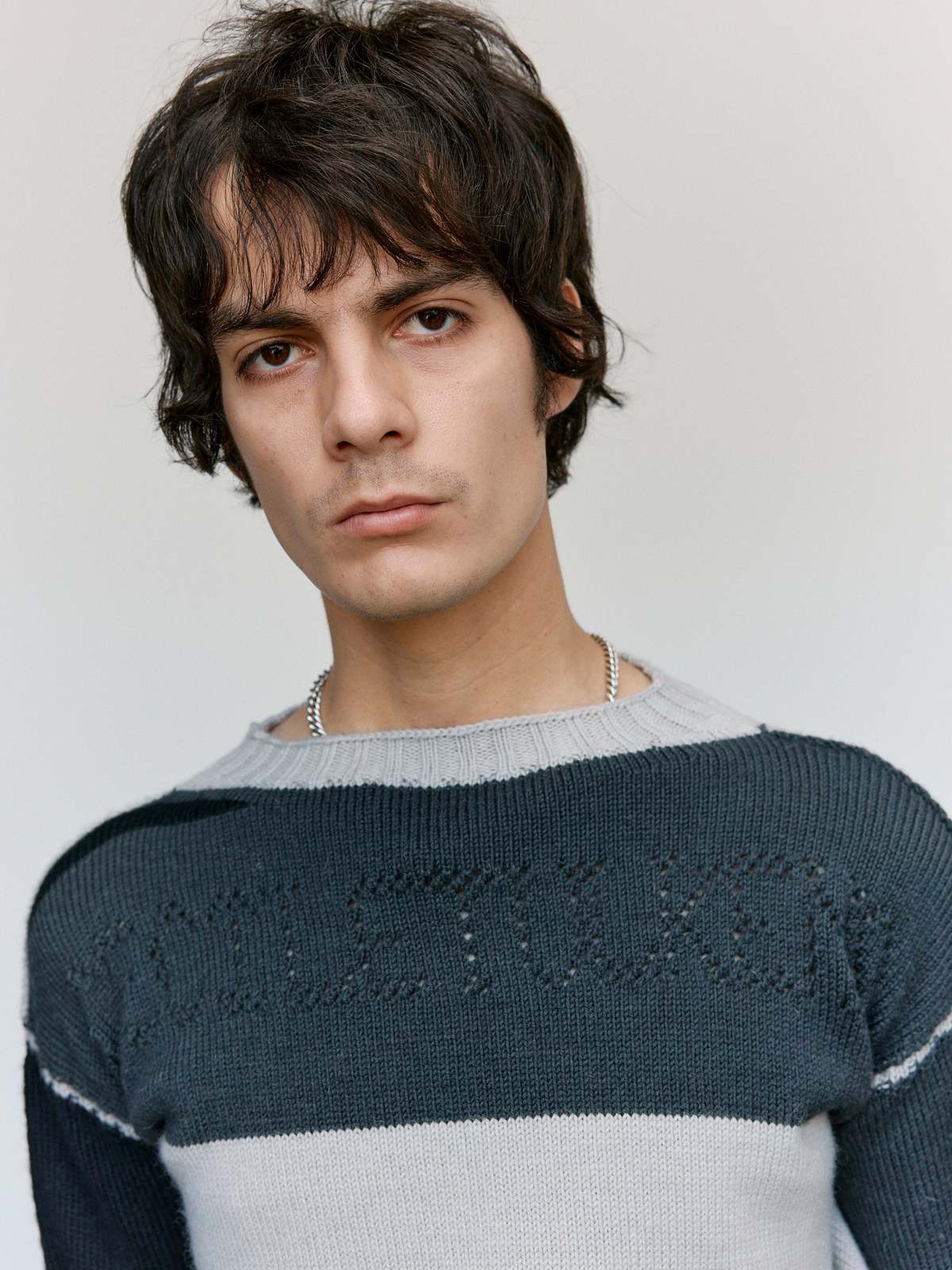 Cecile Tulkens Silver & Uniform Grey Wool Pointelle Gansey Roulette - Image 1 of 9