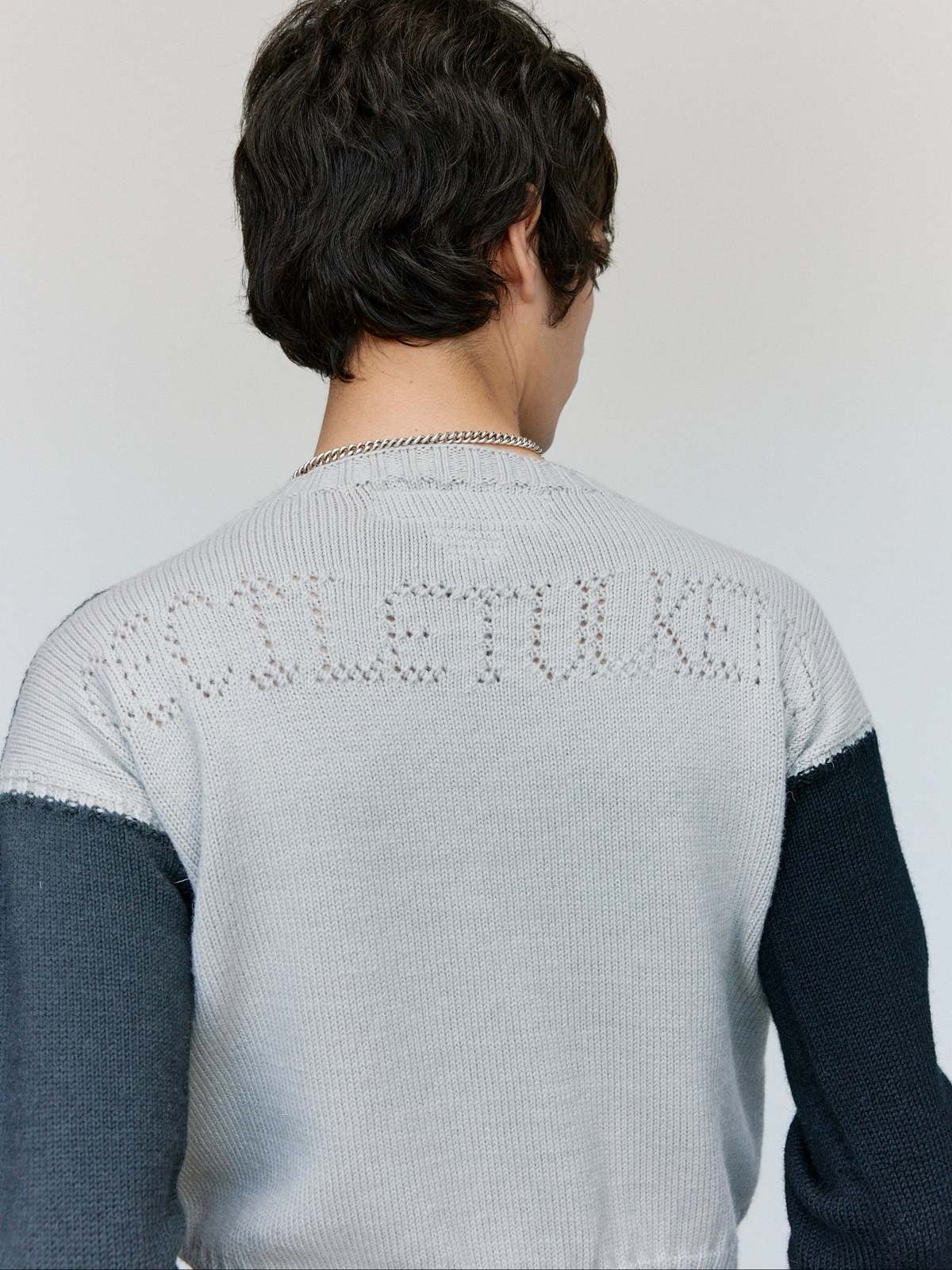 Cecile Tulkens Silver & Uniform Grey Wool Pointelle Gansey Roulette - Image 3 of 9