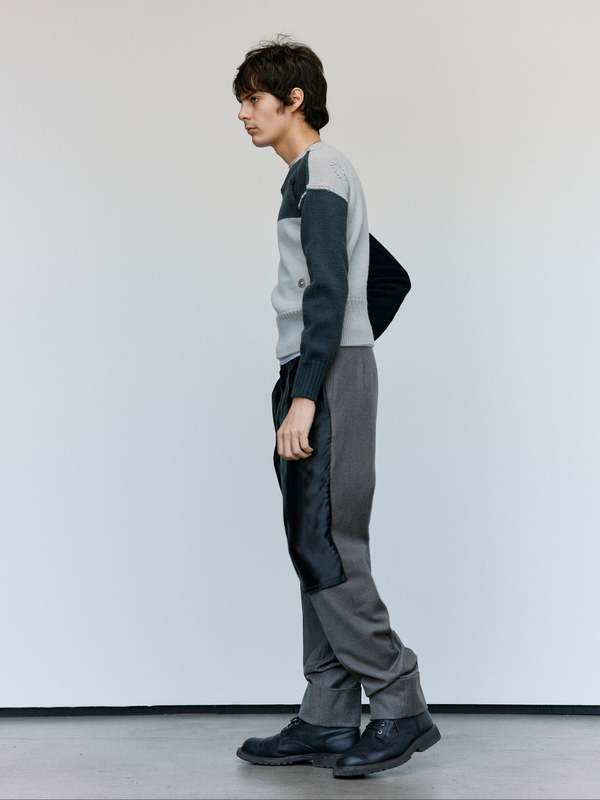 Cecile Tulkens Silver & Uniform Grey Wool Pointelle Gansey Roulette