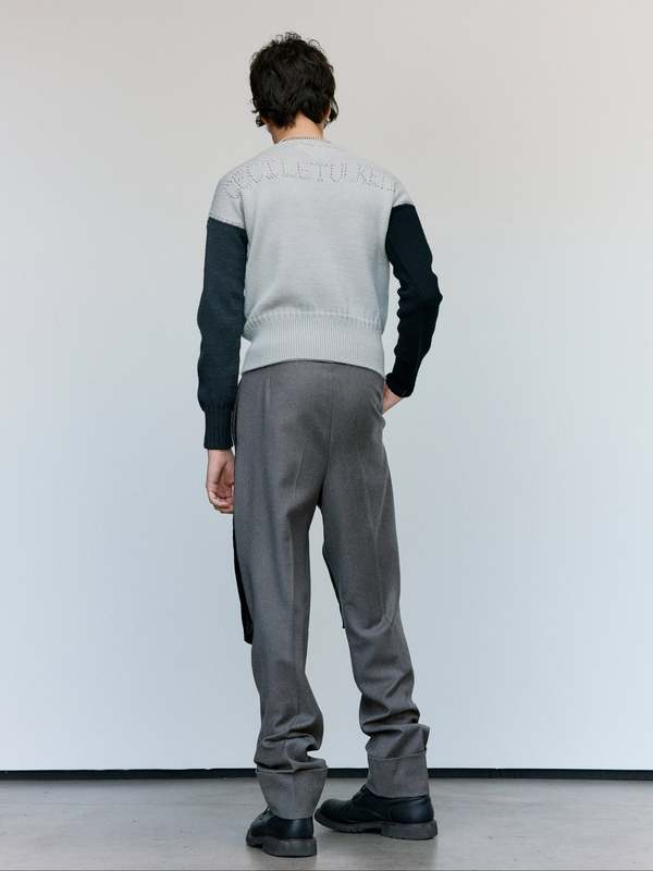 Cecile Tulkens Silver & Uniform Grey Wool Pointelle Gansey Roulette