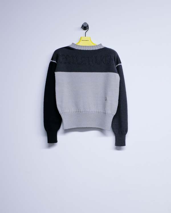 Cecile Tulkens Silver & Uniform Grey Wool Pointelle Gansey Roulette