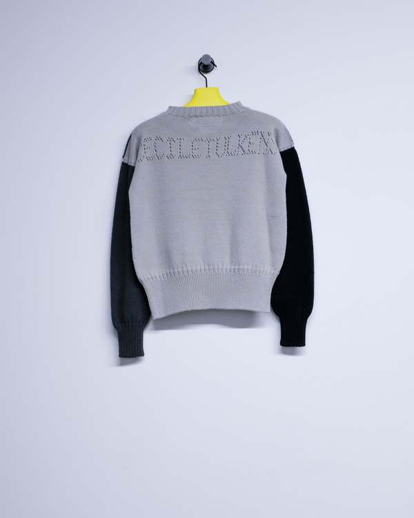 Cecile Tulkens Silver & Uniform Grey Wool Pointelle Gansey Roulette