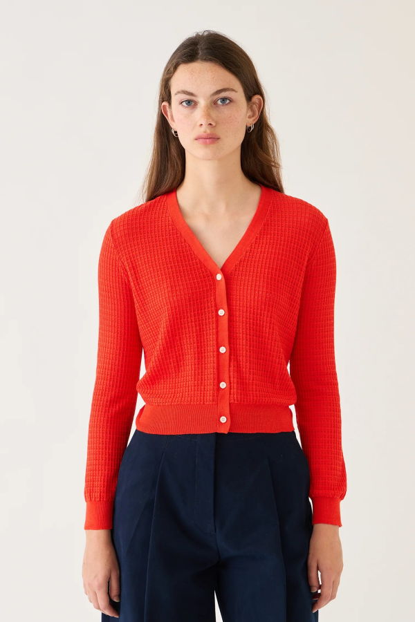 demylee Kiki Waffle Pointelle Cardigan