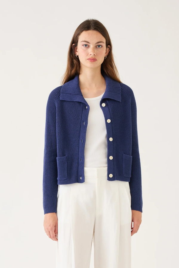 demylee Morgan Cotton-Linen Cardigan - Indigo