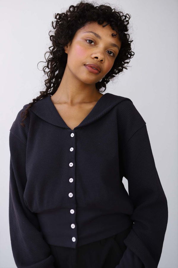 Noble Waffle Sailor Cardigan - Ash