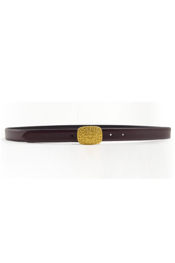 Anderson's Leather Belt with Engraved Gold Buckle - Oxblood