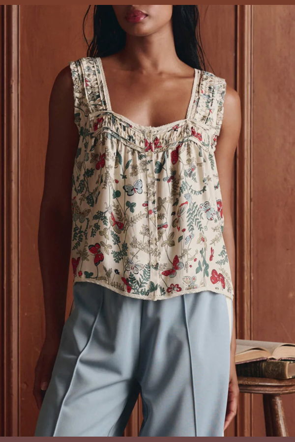 The Great. Victorian Tank Top - Butterfly