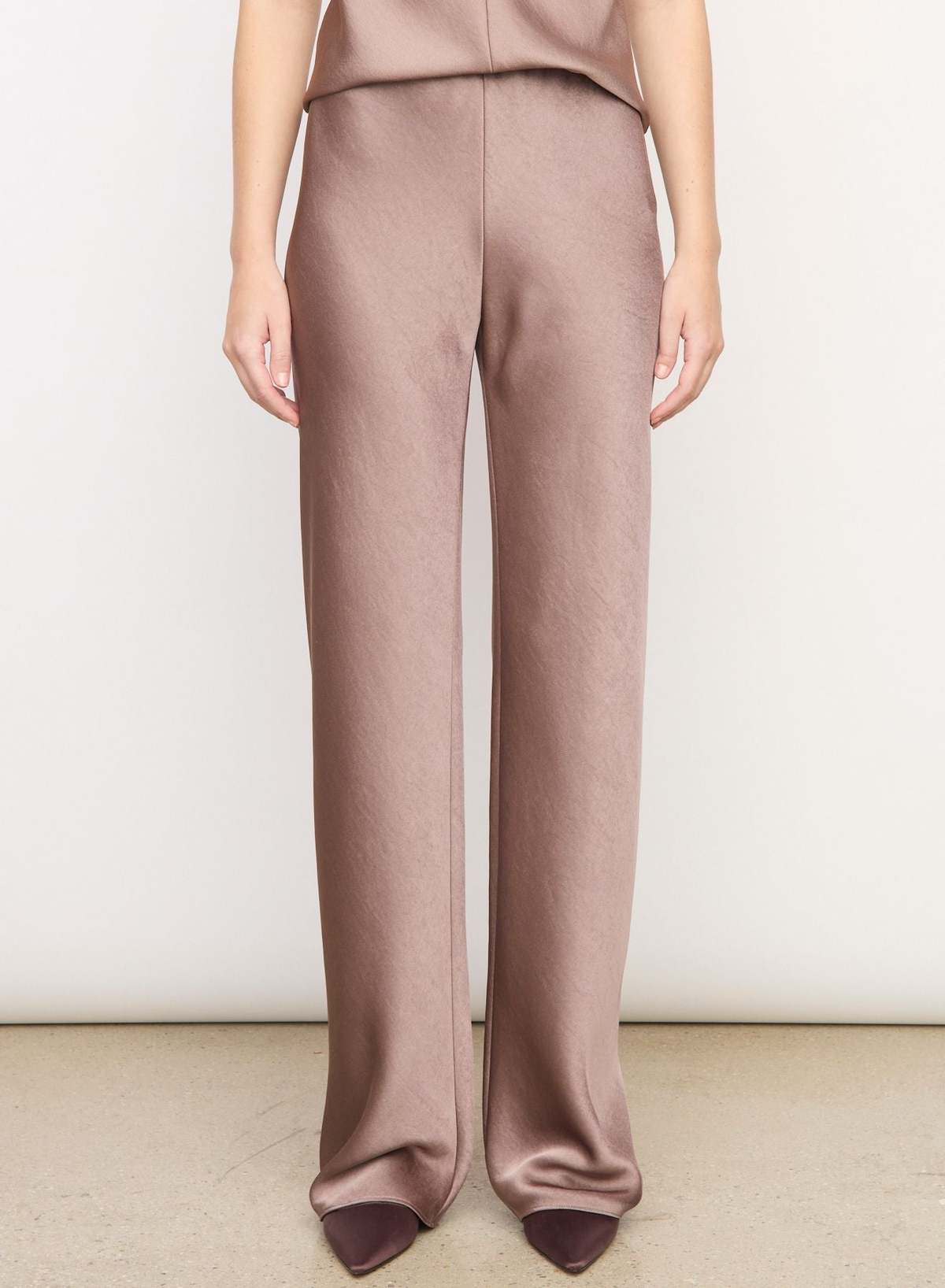 VINCE High Waist Satin Bias Pant - Espresso - Image 3 of 4