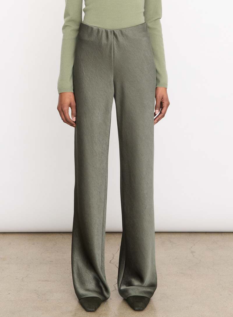 VINCE High Waist Satin Bias Pant - Espresso