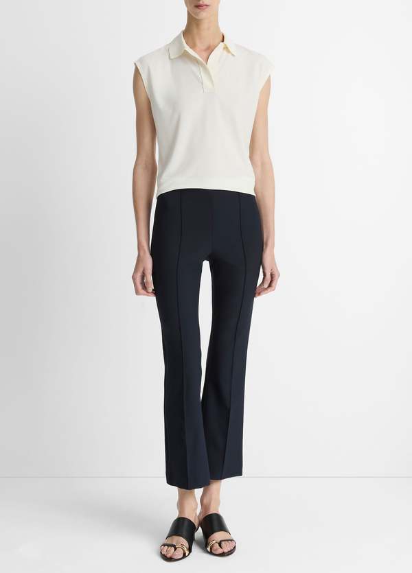 VINCE Mid Rise Pintuck Crop Flare Pant - Coastal Blue