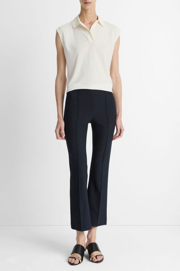 VINCE Mid Rise Pintuck Crop Flare Pant - Coastal Blue