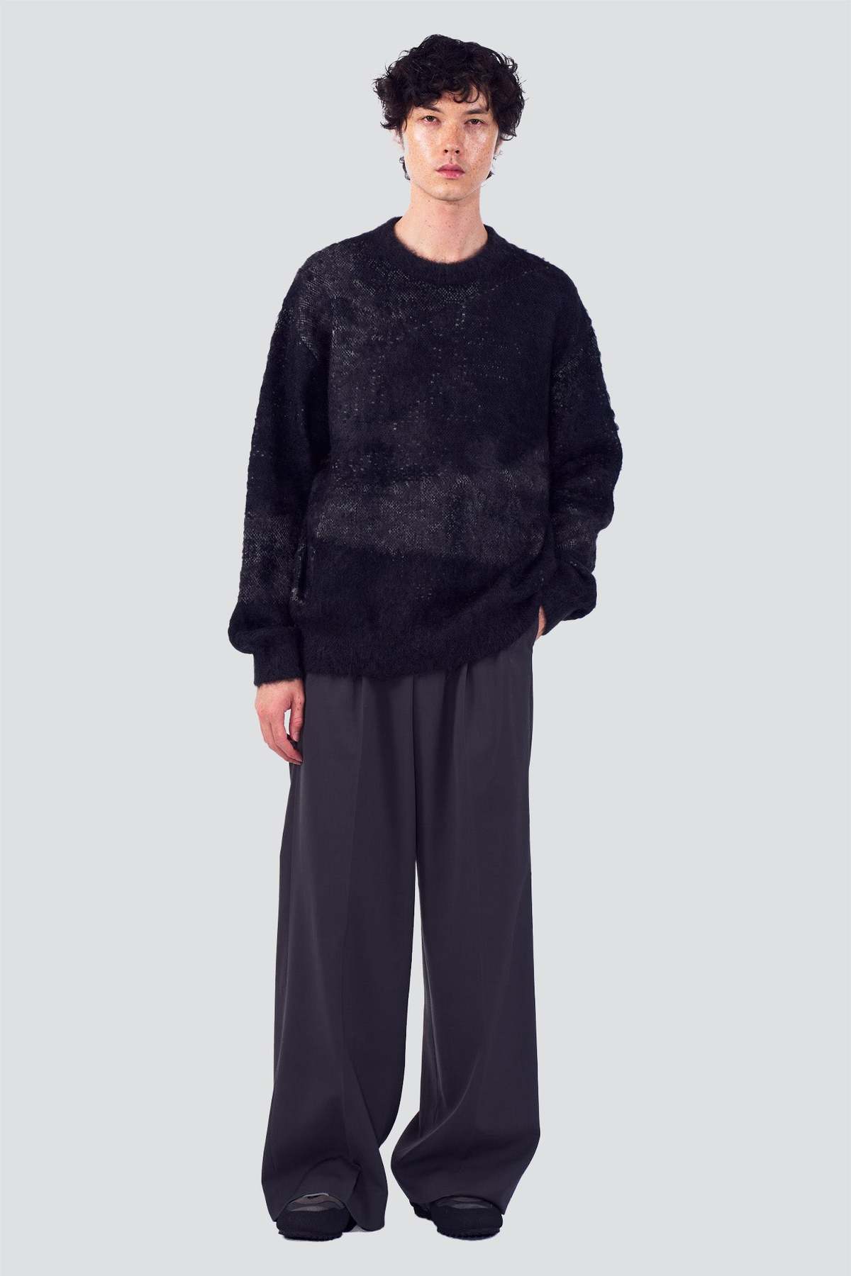Yoke Black Abstract Jacquard Mohair Sweater - Image 2 of 5