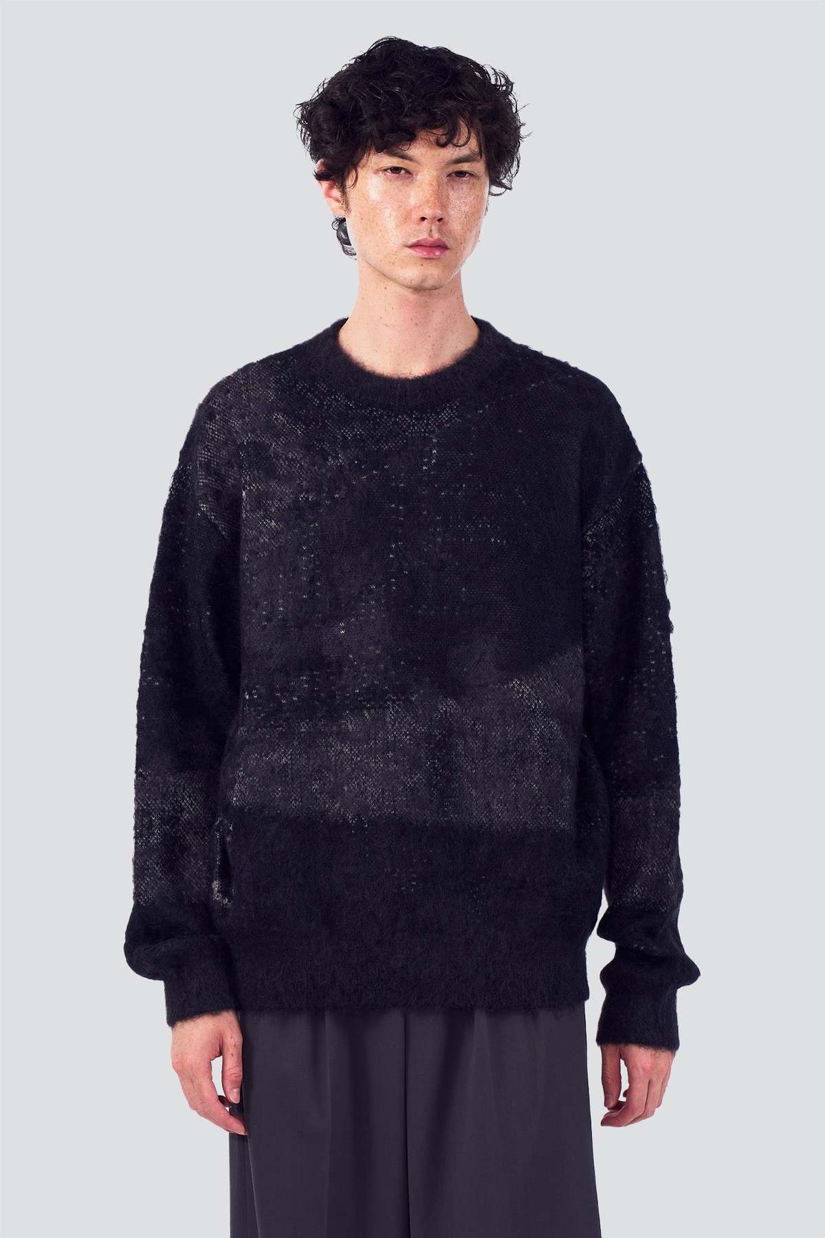 Yoke Black Abstract Jacquard Mohair Sweater - Image 3 of 5