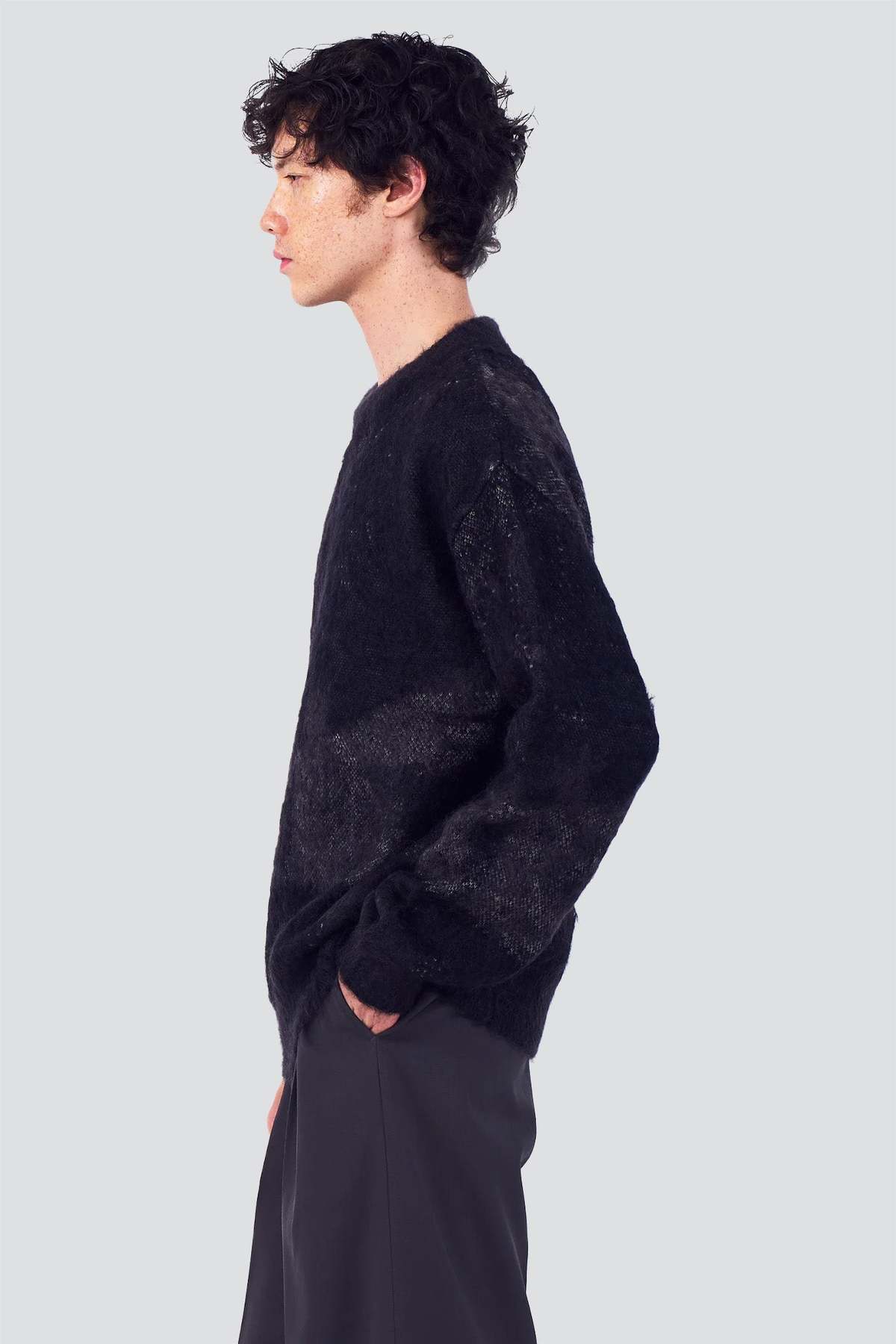 Yoke Black Abstract Jacquard Mohair Sweater - Image 4 of 5