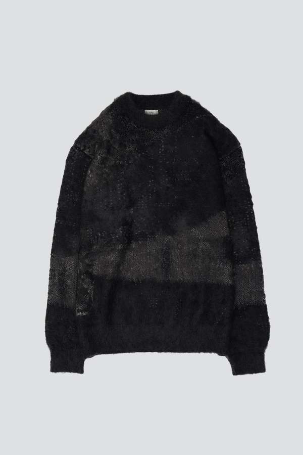 Yoke Black Abstract Jacquard Mohair Sweater