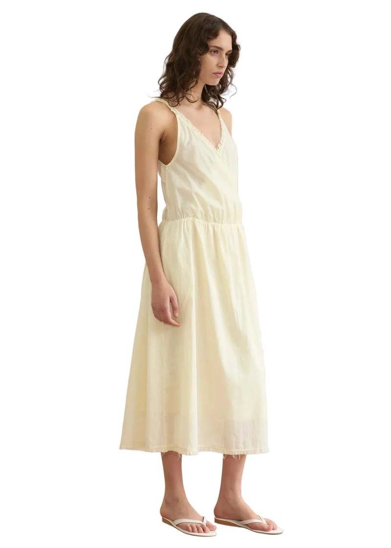 Deiji Studios Crossed Dress - Soft Yellow Stripe