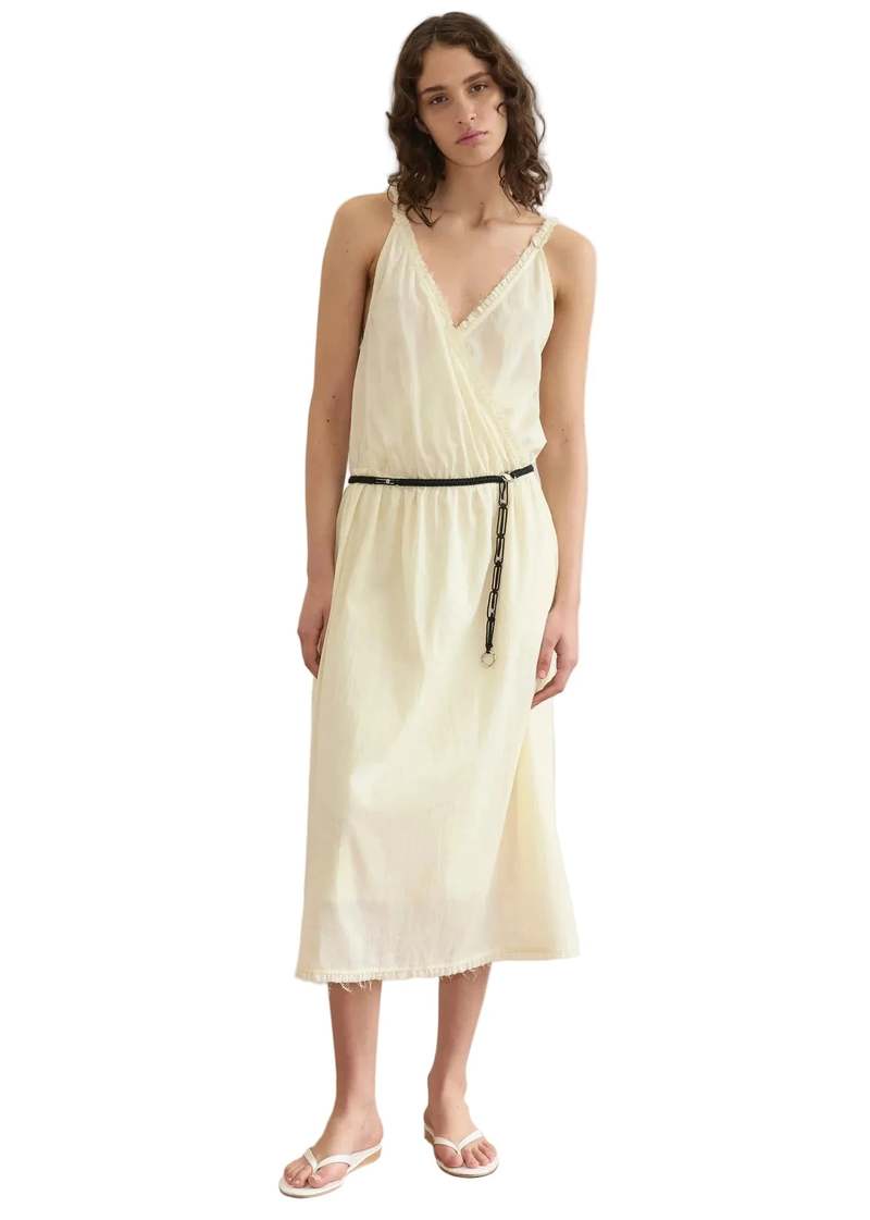 Deiji Studios Crossed Dress - Soft Yellow Stripe